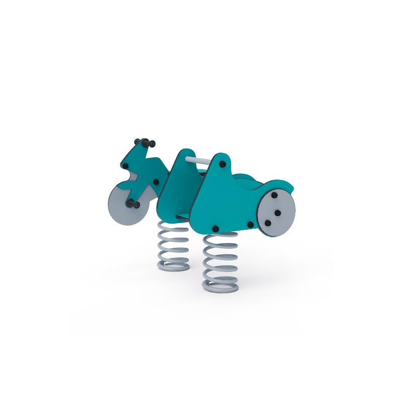 Pružinová hojdačka motorka so sajdkárou