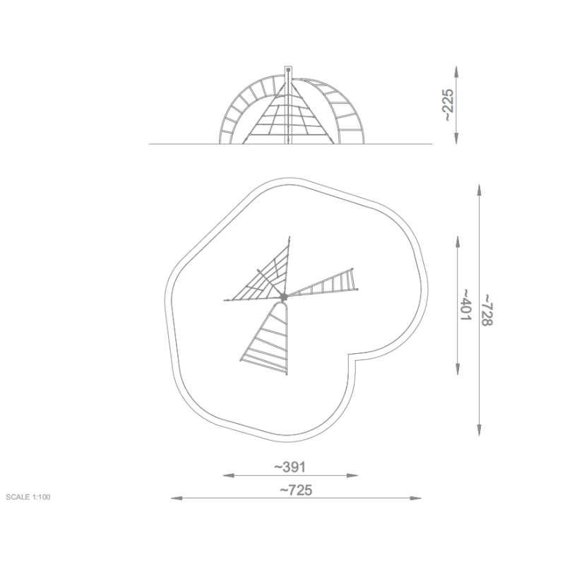 Lanová pyramida s obloukovým žebříkem