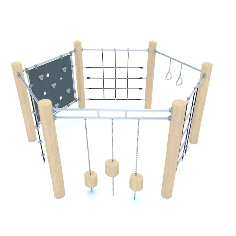 Lanová herní sestava s lezeckou stěnou