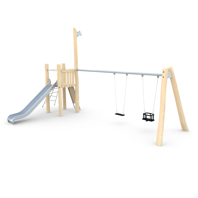 Herná zostava s hojdačkou a šmýkačkou