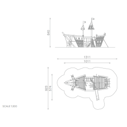 Pirátská loď s lanovými prvky