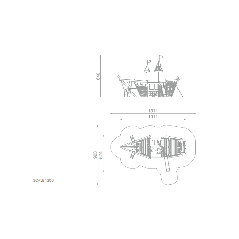 Pirátská loď s lanovými prvky