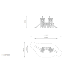 Dětský hrad s věžemi a skluzavkou