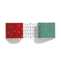 Domčeky prepojené lezeckou sieťou