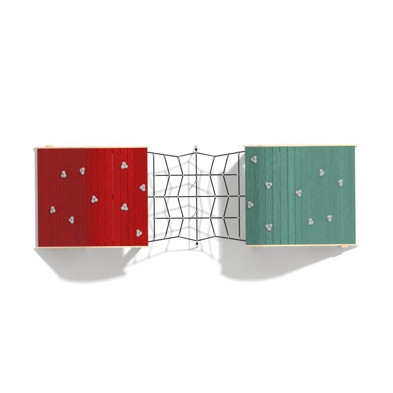 Domčeky prepojené lezeckou sieťou