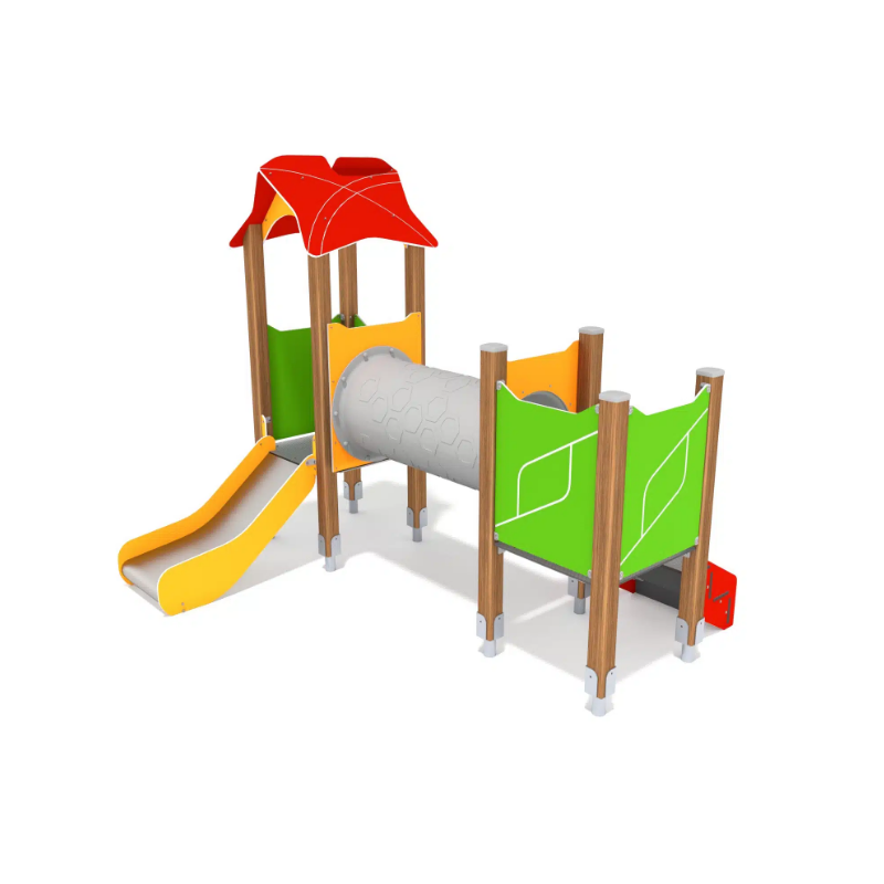 SMART Drevená veža so šmykľavkou a tunelom
