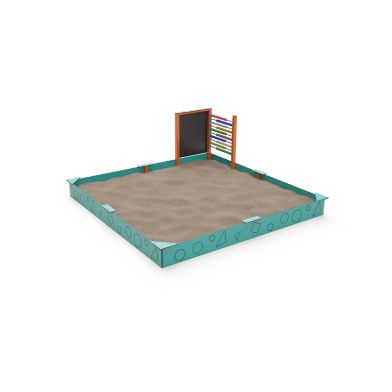 Edukativní pískoviště 3 × 3 m s kreslící tabulí a počítadlem