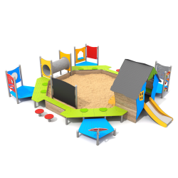Herná zostava s pieskoviskom - Dvor malého staviteľa