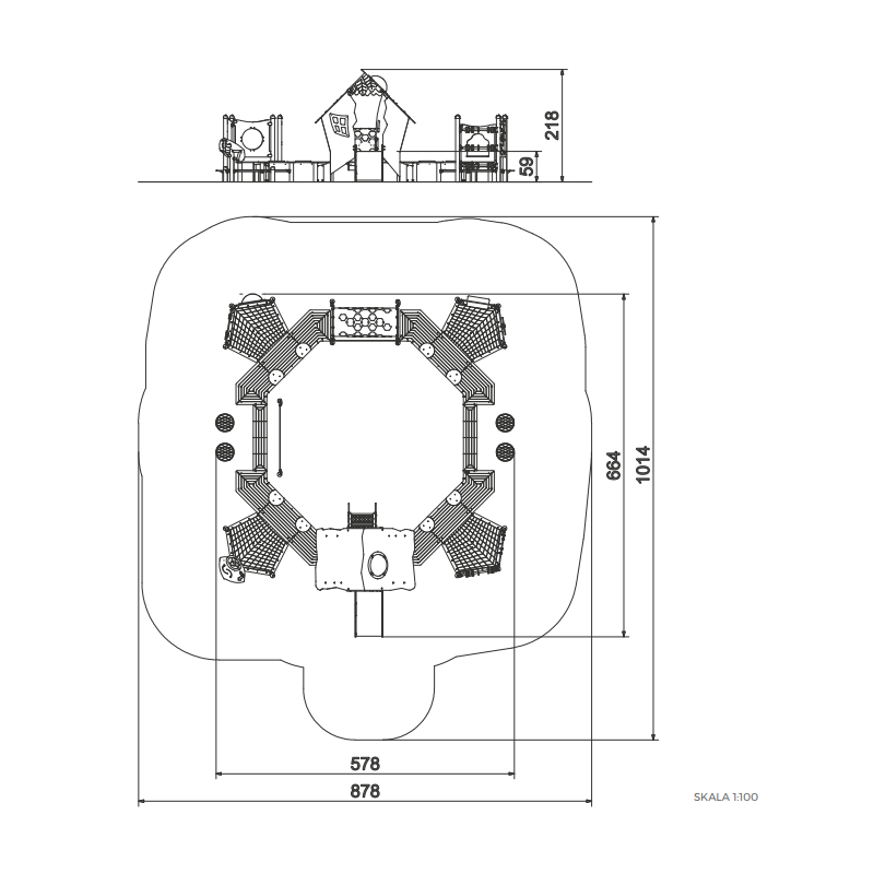 Herní sestava s pískovištěm - Dvůr malého stavitele