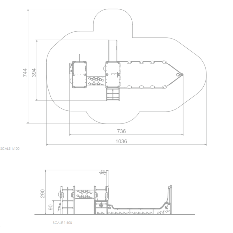 Herná zostava s pieskoviskom - Pirátska loď modrá