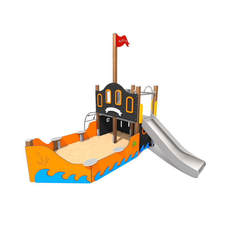 Herná zostava s pieskoviskom - Pirátska loď žltá