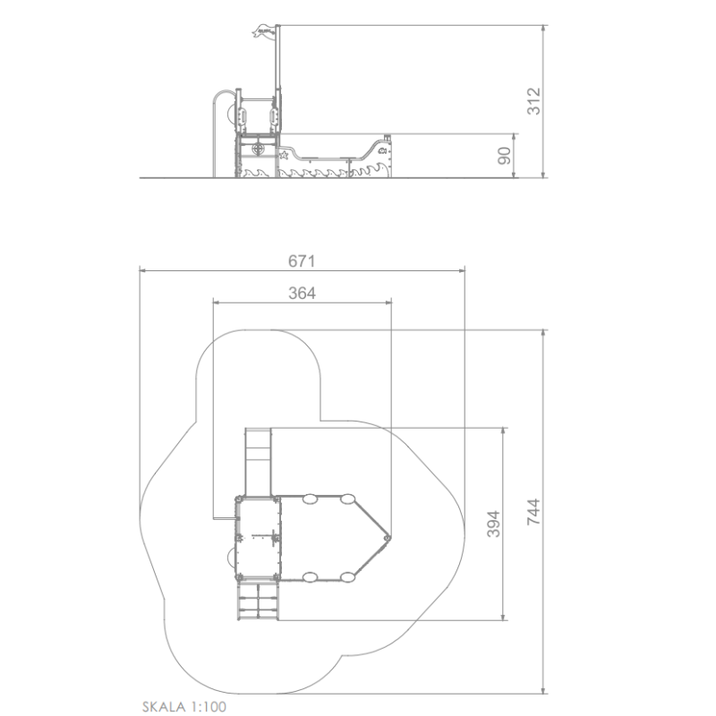 Herná zostava s pieskoviskom - Pirátska loď žltá
